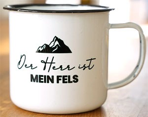 Emaille-Becher "Der HERR ist mein Fels"